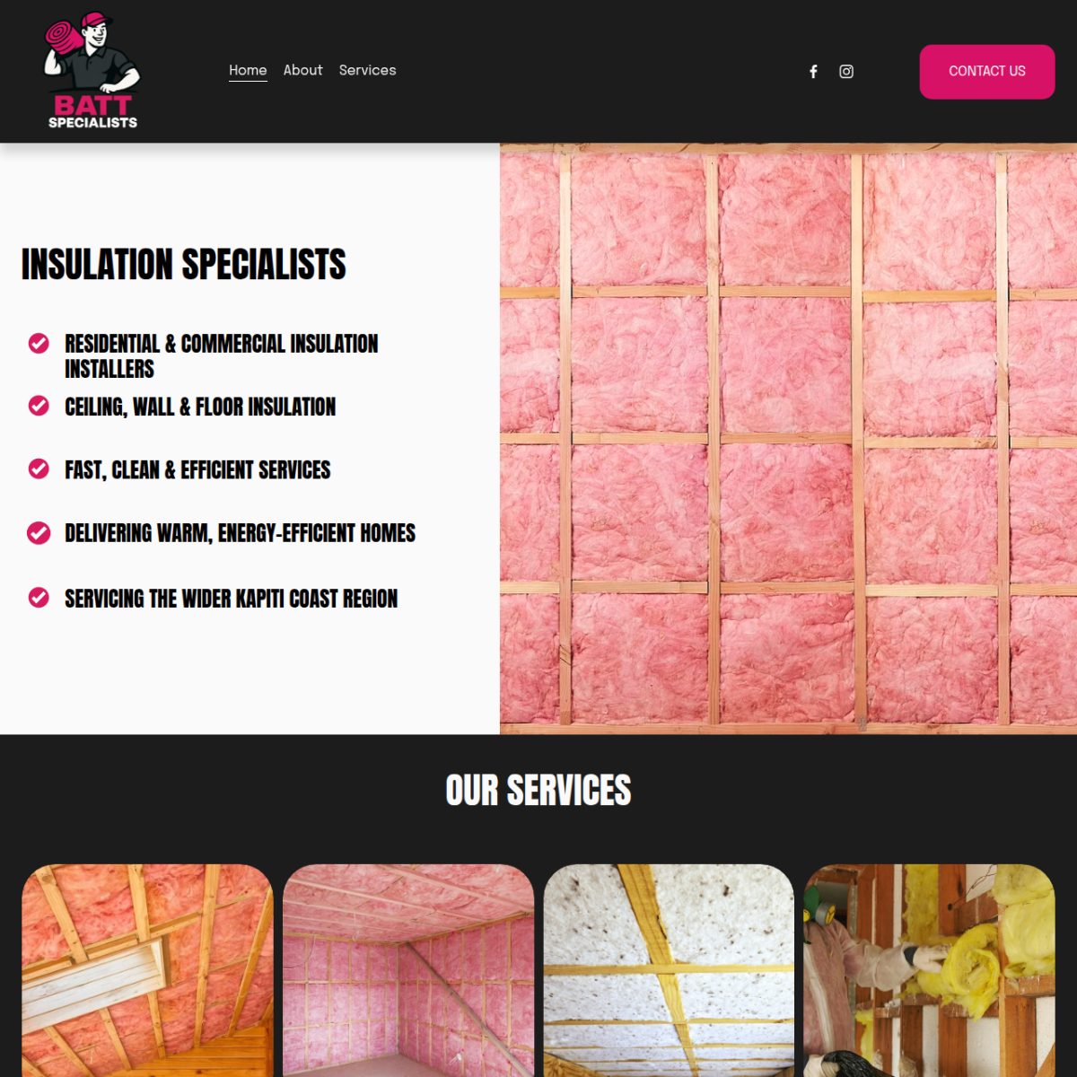 Batt Specialists insulation company website designed by Quantum Design NZ