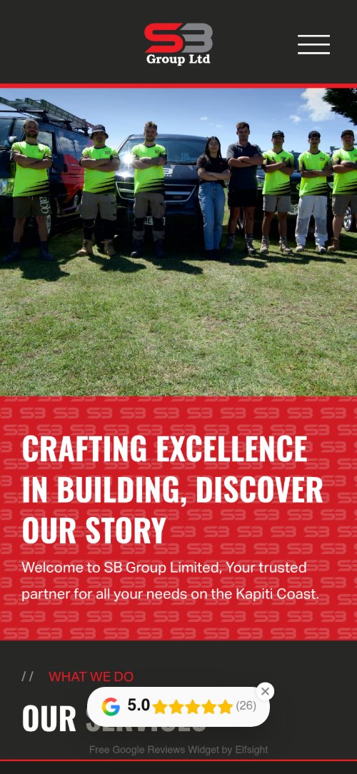 SB Group website on mobile — responsive tradie website design NZ
